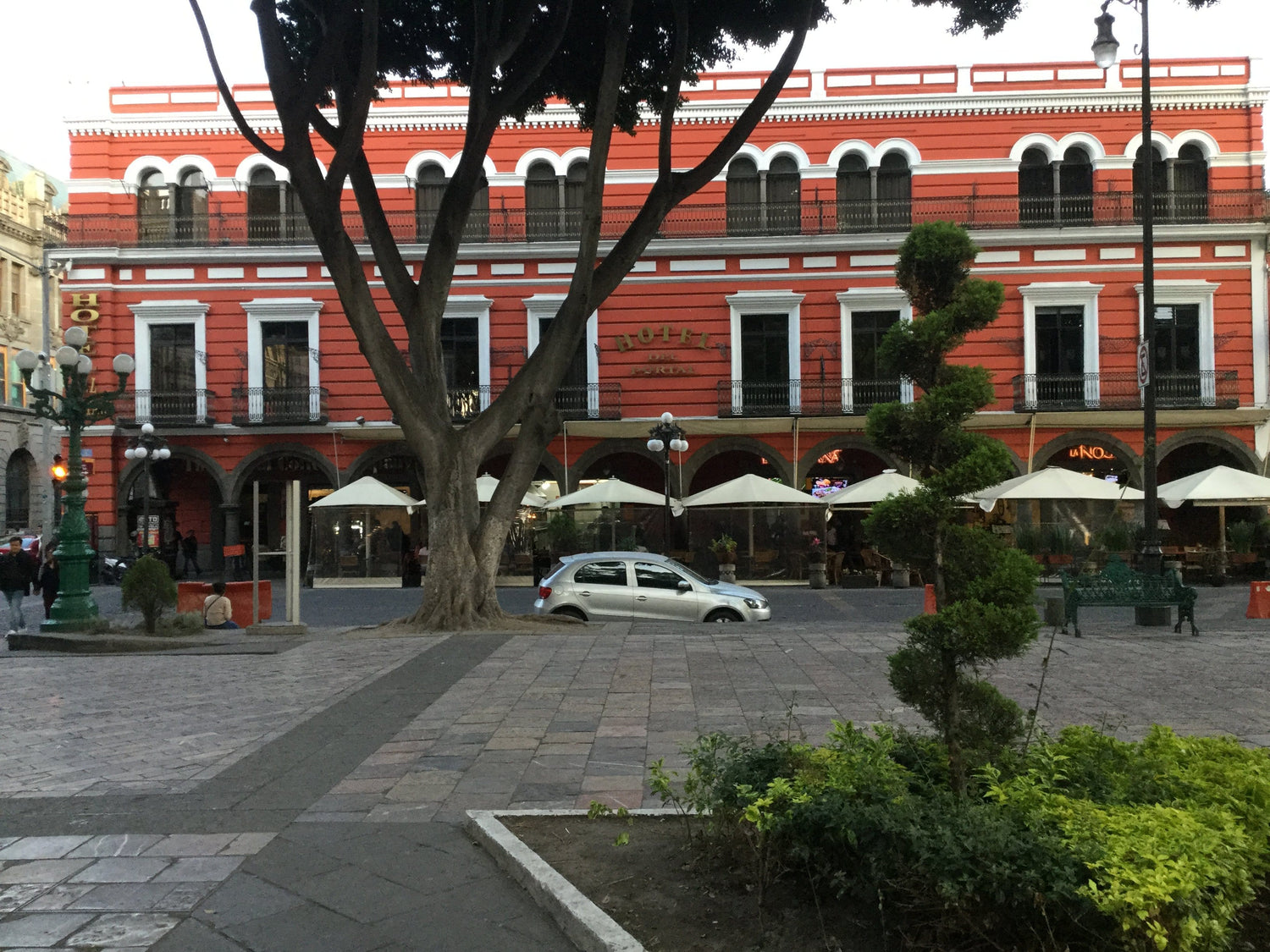 A beautiful pink building in Puebla, Mexico