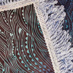 Fringe & fabric details for Suniela Beach cotton shade canopy - Ocean Waves