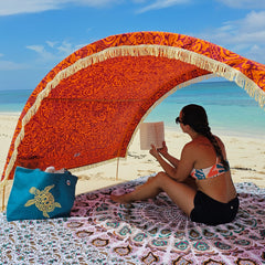 Wind resistant arched beach tent by Suniela_printTribalJungle