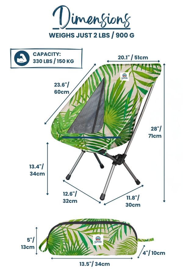 dimensions diagram for Suniela Beach compact outdoor chair