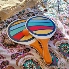 Premium beach paddleball game with orange ball