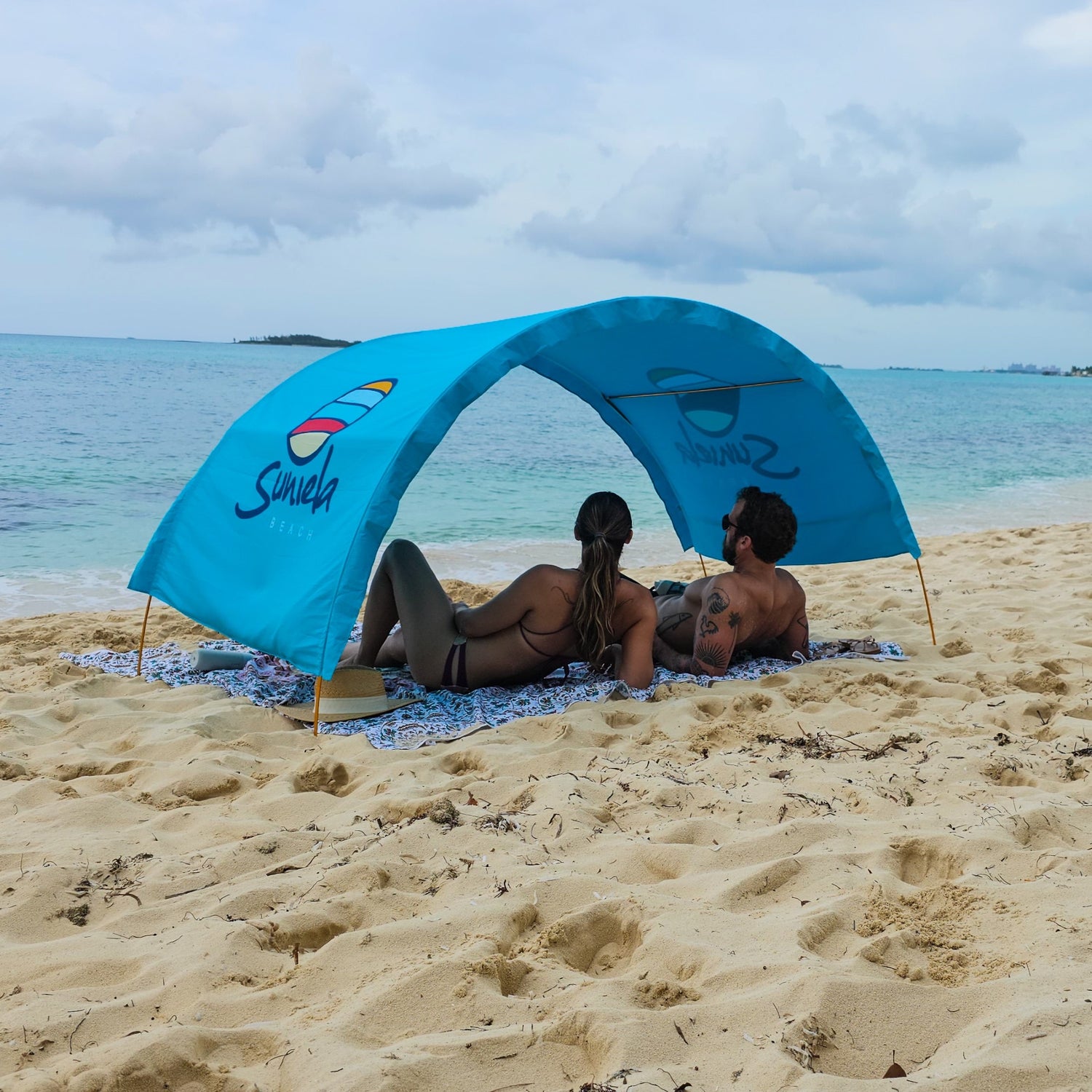 Suniela Beach portable shade cabana with easy setup_printTurquoiseSuniela