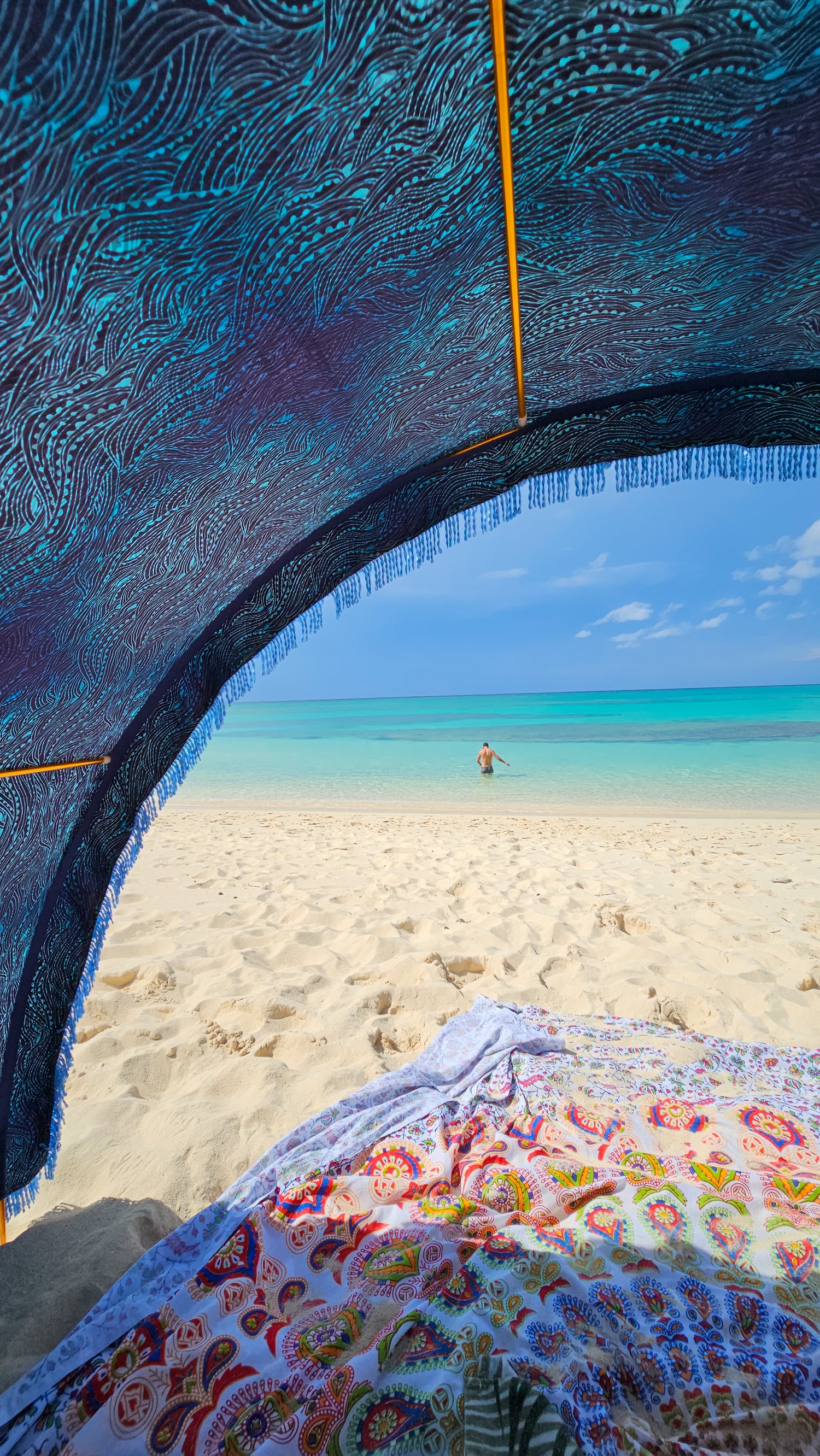 Giant cotton beach mat in Dreamy Mandala pattern by Suniela Beach