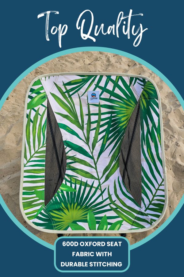 top quality packable camping chair in green palm pattern by Suniela Beach