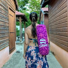 Bright purple hand dyed batik cotton carry bag_printTribalEggplant