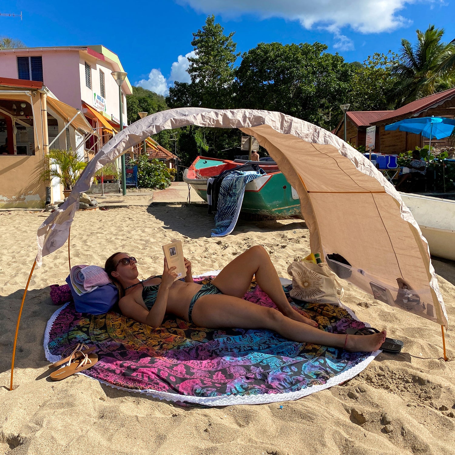 Portable shade cabana that won't blow away in the wind_colourSand