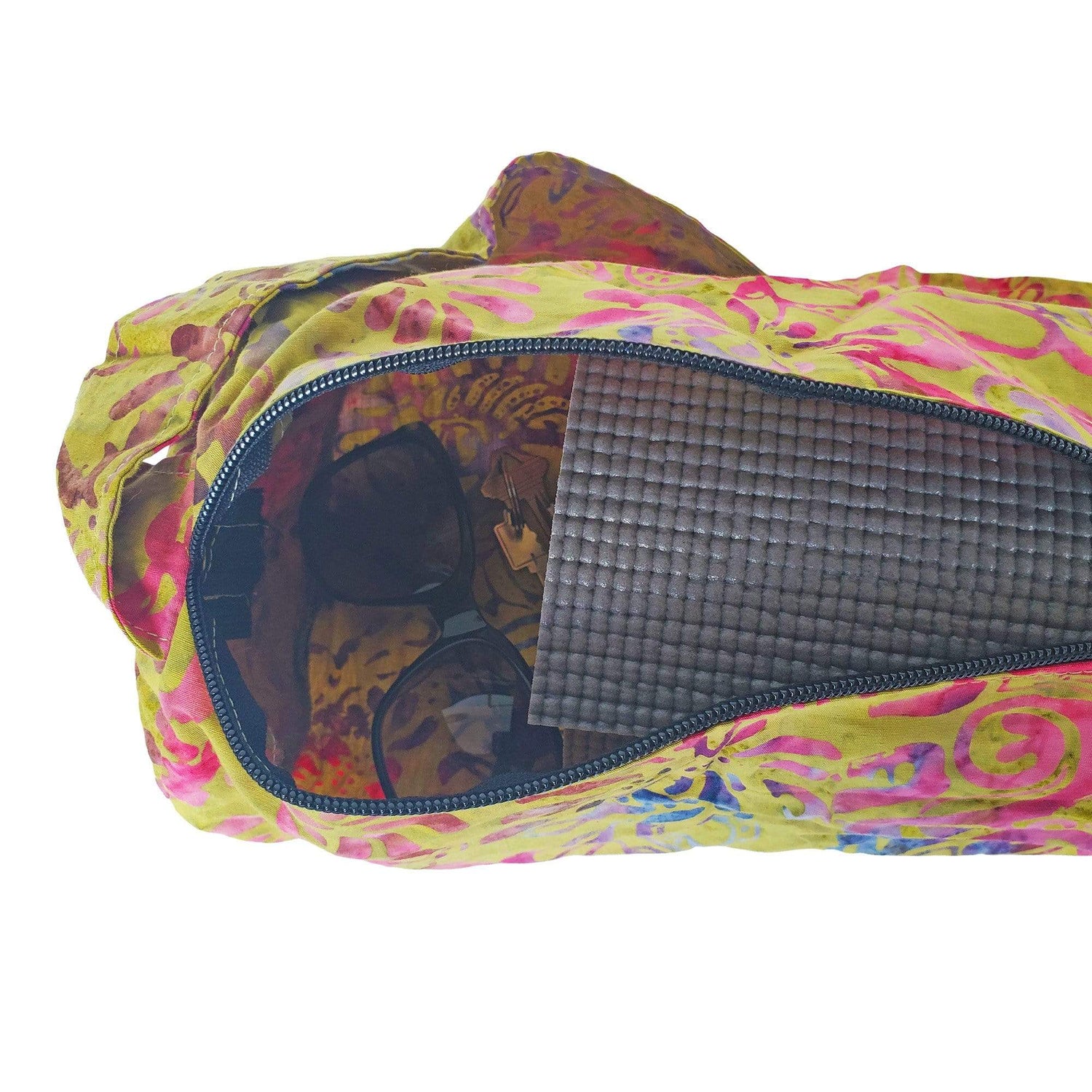 Beautiful Batik yoga mat bag with zipper & adjustable strap_printSeafoam