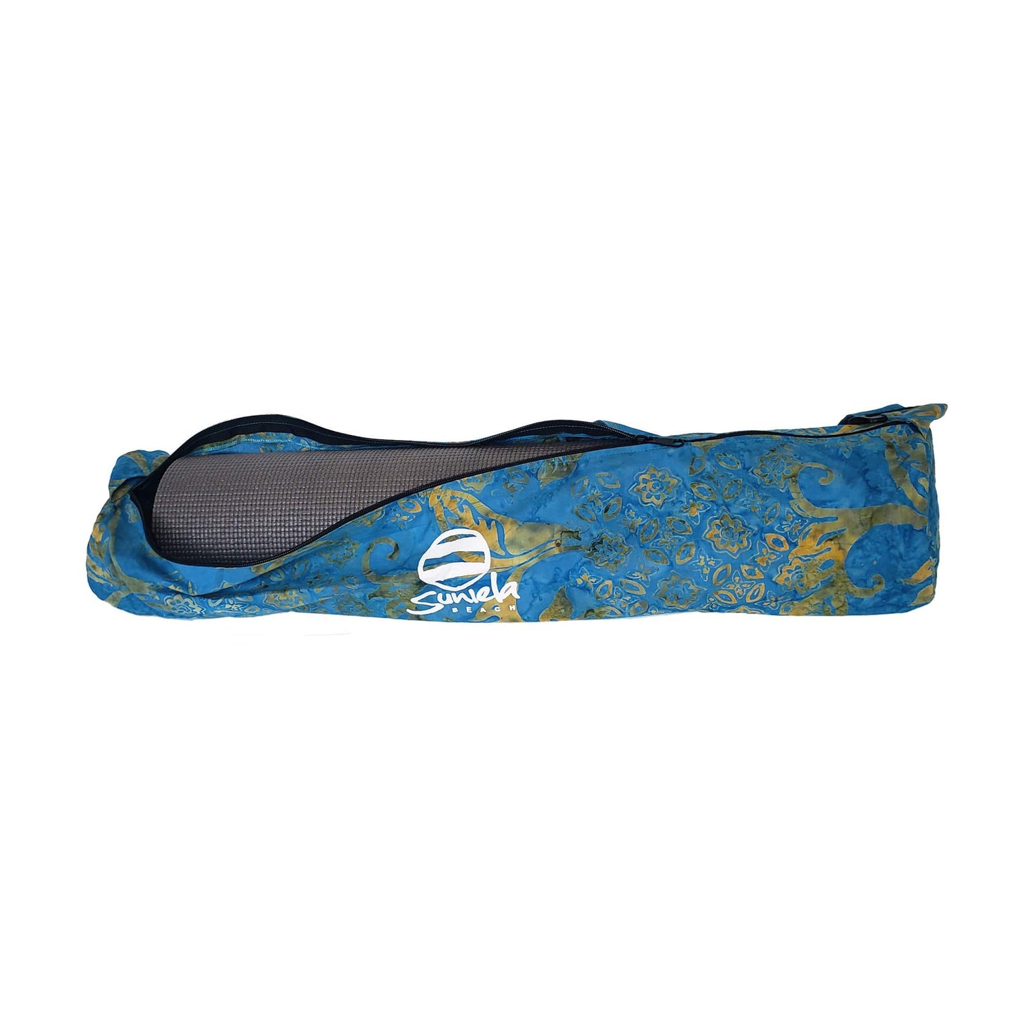 Suniela Beach blue batik handmade yoga mat carry bag_printEtherealBlue